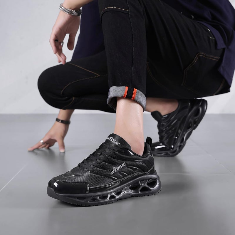 JJMIMAIFJ Non Slip Work Shoes for Men Women Waterproof Sneakers Men Comfortable Restaurant Chef Shoes Slip Resistant Shoes for Men Breathable Walking Sneakers for Daily Use Black - Image 2
